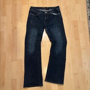 JZ Premium Womens Dark Wash Rhinestone Embellished Bootcut Jeans Size 11 JZ-255